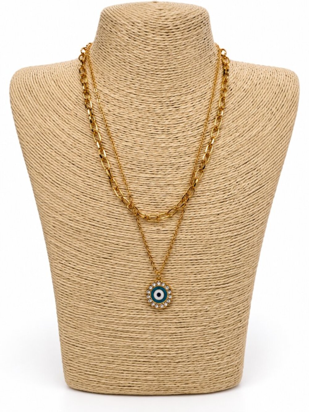 XMC NWT Gold Tone Layered Evil Eye Pendant Necklace